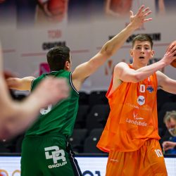 ZWOLLE, NETHERLANDS - JANUARY 9: Thorir Thorbjarnarson of Landstede Hammers Zwolle during the Dutch Basketball League match between Landstede Hammers Zwolle and Feyenoord Rotterdam at Landstede Sportcentrum on January 9, 2022 in Zwolle, Netherlands (Photo by Kristian Giesen/Orange Pictures)