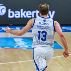 ZWOLLE, NETHERLANDS - APRIL 20:  Dragos Diculescu of Landstede Hammers Zwolle during the Elite gold BNXT league match between Landstede Hammers Zwolle and Filou Oostende at Landstede Sportcentrum on April 20, 2022 in Zwolle, Netherlands (Photo by Kristian Giesen/Orange Pictures)