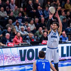 ZWOLLE, NETHERLANDS - FEBRUARY 10: Duja Dukan of Landstede Hammers Zwolle during the BNXT League match between Landstede Hammers Zwolle and Den Helder Suns at Landstede Sportcentrum on February 10, 2023 in Zwolle, Netherlands (Photo by Kristian Giesen/Orange Pictures)